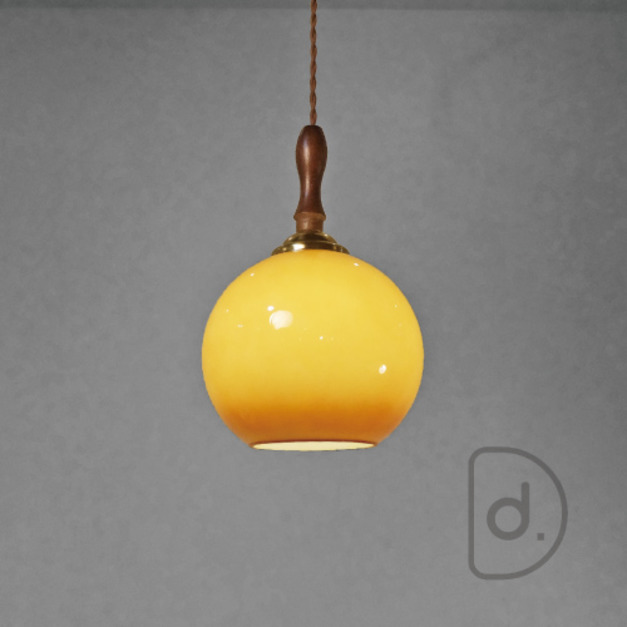 木鎖焦糖吊燈 - 漸層焦糖 老式復古 藝術玻璃