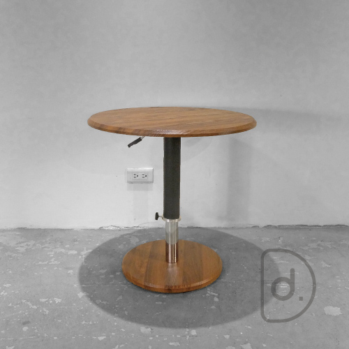 萊洛伸降圓几 (胡桃木/黑皮) - 移動式設計 升降小圓桌 現代北歐