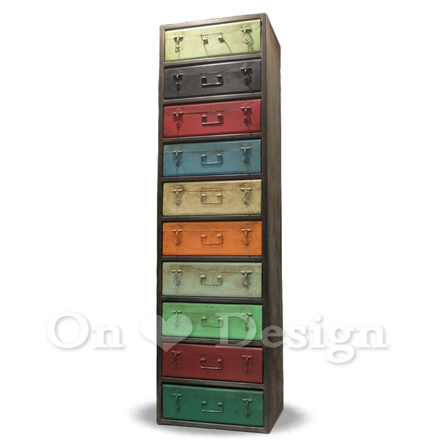 INDUSTRIAL CABINET 工業家具  仿舊 彩虹行李箱 收納櫃-彩虹版 10抽