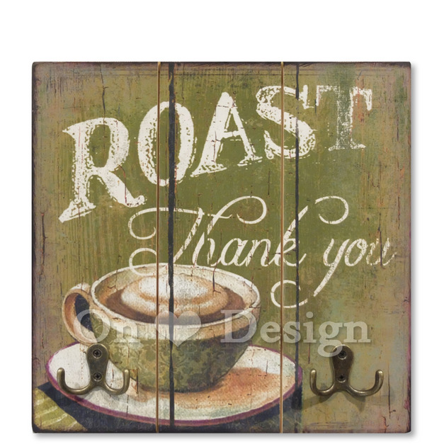 工業風格掛飾 壁掛 咖啡版畫 衣掛勾 - 綠 (4種款式)