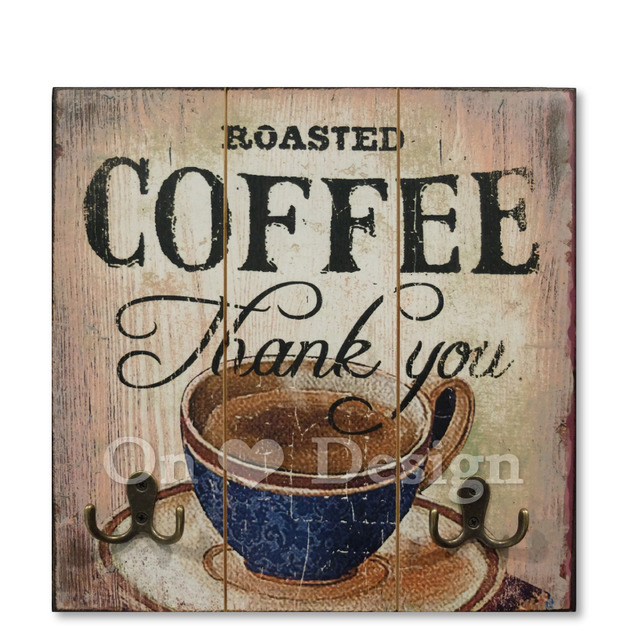 工業風格掛飾 壁掛 咖啡版畫 衣掛勾 - 白 (4種款式)