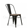 法國復古LOFT工業風tolix a chair 經典鐵椅 餐椅 帶榆木 木版-黑_1