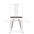 法國復古LOFT工業風tolix a chair 經典鐵椅 餐椅 帶榆木 木版-白