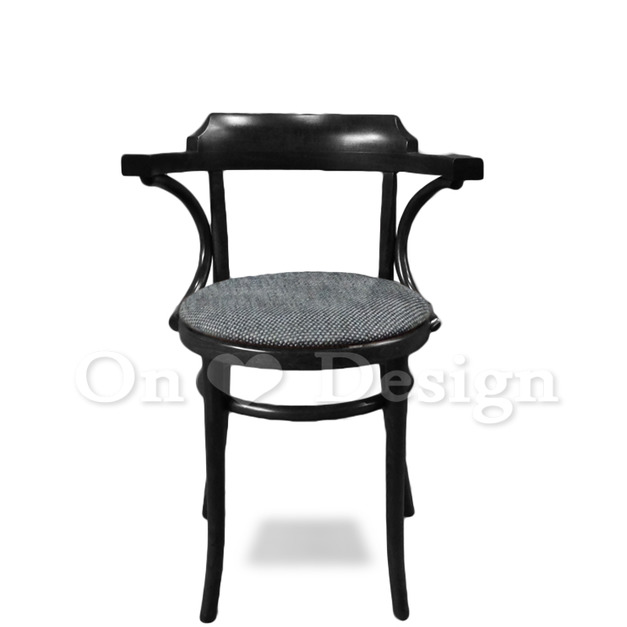 歐洲進口品牌 POLISH FAMEG Furniture 設計款 B-1110 彎木扶手餐椅 - 黑色 椅墊版