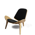 北歐 風格 設計餐椅 休閒椅 SHELL CHAIR 三腳椅 原木/黑皮_3