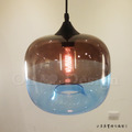 法式 LOFT 復古 玻璃燈罩 系列 通道燈 雙色 南瓜 玻璃 吊燈 -藍色_6