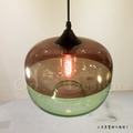 法式 LOFT 復古 玻璃燈罩 系列 通道燈 雙色 南瓜 玻璃 吊燈 -綠色_6