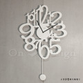 Loft 北歐 鐵件 風格 客廳 走廊掛鐘 趣味設計 數字 鐘擺 掛鐘 時鐘 - 白色_2