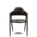 特價商品-法式 復古 工業風 鐵 實木 餐椅 SVA 扶手 餐椅 -黑色 皮革