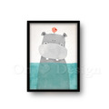 NORDIC 北歐風 小清新 掛飾 壁掛 趣味 動物系列 萌學園 水中 河馬 掛畫- L款 有4種尺寸