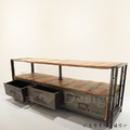 美式 VINTAGE 工業風 LOFT 實木 印度手工 沃特字繪 仿舊 電視櫃 矮櫃 -3 抽 150CM_2