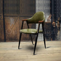 特價商品-法式 復古 工業風 鐵 實木 餐椅 SVA 扶手 餐椅 -墨綠色 皮革_2