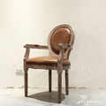 法式 復古 美式 經典 工業風 歐洲設計 仿舊 扶手 樺木實木 鉚釘餐椅-咖啡皮_4