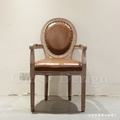 法式 復古 美式 經典 工業風 歐洲設計 仿舊 扶手 樺木實木 鉚釘餐椅-咖啡皮_2