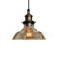 RH 風格 Loft 復古酒吧 工業玻璃鍋蓋吊燈琥珀色-20CM 小號