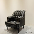 經典 法式鉚扣沙發 單人沙發 客廳沙發 爵士沙發-黑皮_4
