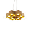 北歐風格 客廳 餐廳 吊燈 實木 LED 蜂巢 圓吊燈 - 48CM