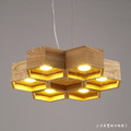 北歐風格 客廳 餐廳 吊燈 實木 LED 蜂巢 圓吊燈 - 48CM_4