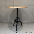 美式 LOFT工業風格 RH風格 鑄鐵 布朗 升降 實木圓桌-90CM_6