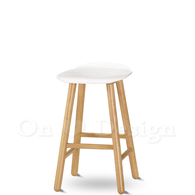 北歐 極簡 小清新 風格 中島吧檯椅 橡膠實木 布蕾吧檯椅 - 白