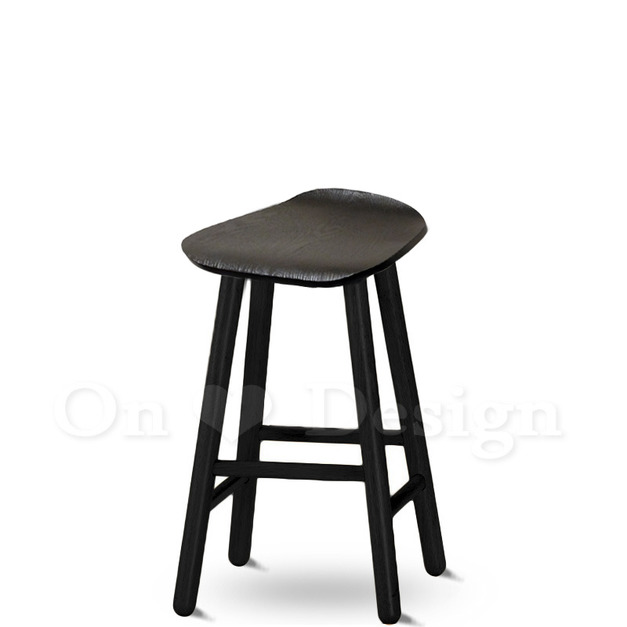北歐 極簡 小清新 風格 中島吧檯椅 橡膠實木 布蕾吧檯椅 - 黑