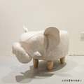 LOFT 工業風家具 可愛動物系列 走廊凳 大象矮凳 米色皮 -特價商品_5