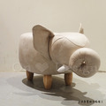 LOFT 工業風家具 可愛動物系列 走廊凳 大象矮凳 米色皮 -特價商品_4