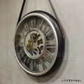 美式 工業設計 齒輪 法式 工業風格掛鐘 LOFT 齒輪 皮革 掛鐘 時鐘_5