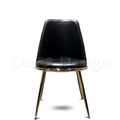 LUXURY 美式 極簡 鍍金 黑皮 設計款 無扶手 淘樂絲 餐椅 - 黑皮 鍍金腳
