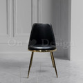 LUXURY 美式 極簡 鍍金 黑皮 設計款 無扶手 淘樂絲 餐椅 - 黑皮 鍍金腳_1