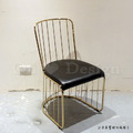 LUXURY 美式 極簡 鍍金 黑皮 設計款 無扶手 貝塔 線型 餐椅 - 黑皮 鍍金腳_5