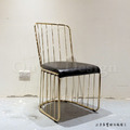 LUXURY 美式 極簡 鍍金 黑皮 設計款 無扶手 貝塔 線型 餐椅 - 黑皮 鍍金腳_4