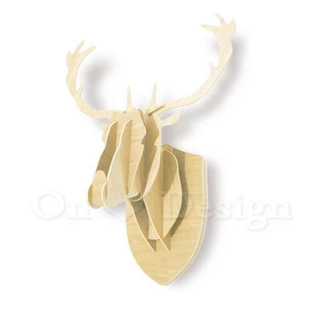 NORDIC  北歐風 麋鹿 DIY 設計風格簡約  壁飾 壁掛 家飾品 麋鹿頭 掛飾-曲柳木色
