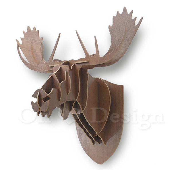 NORDIC  北歐風 麋鹿 DIY 設計風格簡約  壁飾 壁掛 家飾品 駝鹿頭 掛飾-胡桃色