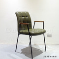 法式 復古 工業風 鐵 實木 餐椅 佐佐木  扶手 餐椅 -墨綠色 皮革_5
