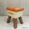 美式 VINTAGE 工業風 LOFT 印度製造 Coffee 咖啡字母 矮凳 馬鞍凳_6