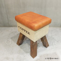 美式 VINTAGE 工業風 LOFT 印度製造 Coffee 咖啡字母 矮凳 馬鞍凳_4