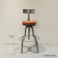 工業家具 復古仿舊鐵件 駱駝真皮座墊 咖啡廳 特拉 靠背升降吧檯椅_2