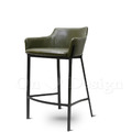 法式 復古 工業風 鐵 餐椅 酒吧 吧台 半夏 靠背吧檯椅 -綠皮