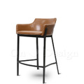 法式 復古 工業風 鐵 餐椅 酒吧 吧台 半夏 靠背吧檯椅 -棕色皮