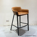 法式 復古 工業風 鐵 餐椅 酒吧 吧台 半夏 靠背吧檯椅 -棕色皮_5
