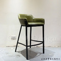 法式 復古 工業風 鐵 餐椅 酒吧 吧台 半夏 靠背吧檯椅 -綠皮_4
