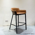 法式 復古 工業風 鐵 餐椅 酒吧 吧台 半夏 靠背吧檯椅 -棕色皮_4