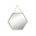 LUXURY 美式 鍍金 輕工業風 LOFT 浴室鏡 化妝鏡 玄關鏡 六角形 金鍊 片 掛鏡-30CM