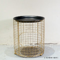 LUXURY 美式 VINTAGE 工業風格家具 仿舊LOFT 金網 缺口 茶几 金色 小號_2