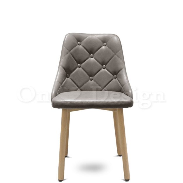 LUXURY 法式 復古  工業風 鐵 餐椅 喬瑟夫 格菱紋 餐椅 -灰色 皮革