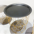 LUXURY 美式 VINTAGE 工業風格家具 仿舊LOFT 金網 縷空 茶几 金色 小號_7