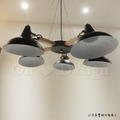Loft 北歐 原木 餐廳燈 主燈 風格 集集木 5頭吊燈-黑色_3