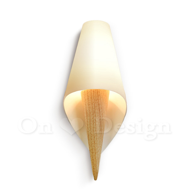 北歐 小清新 極簡   走道燈 床頭燈   奶白玻璃 木 雪糕 壁燈