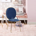 LUXURY 美式 不鏽鋼鍍金 奢華風 無扶手 舒芙蕾 餐椅 - 絨布藍 鍍金腳_3